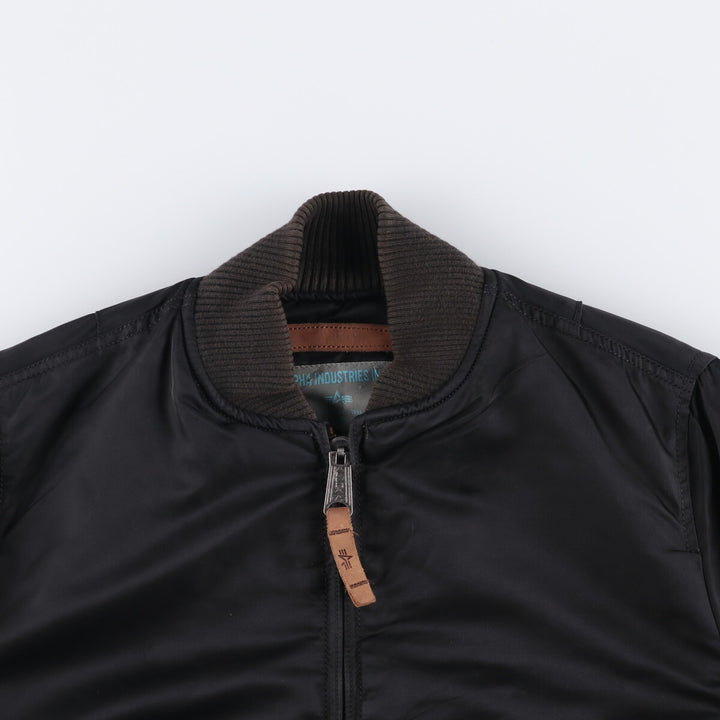 Civilian Alpha MA-1 style padded military flight jacket, men's size M Nylon black type Vintage Second Hand