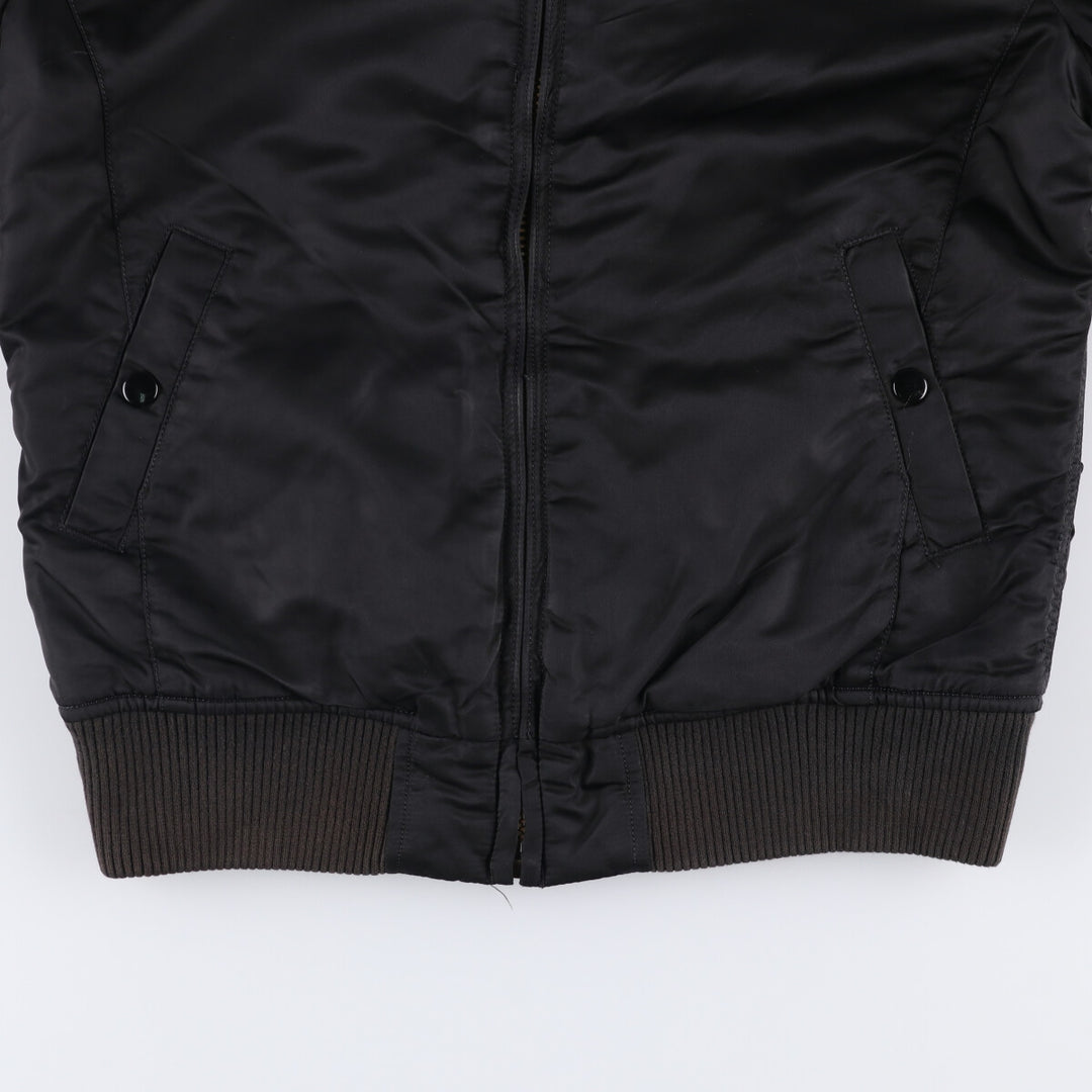 Civilian Alpha MA-1 style padded military flight jacket, men's size M Nylon black type Vintage Second Hand