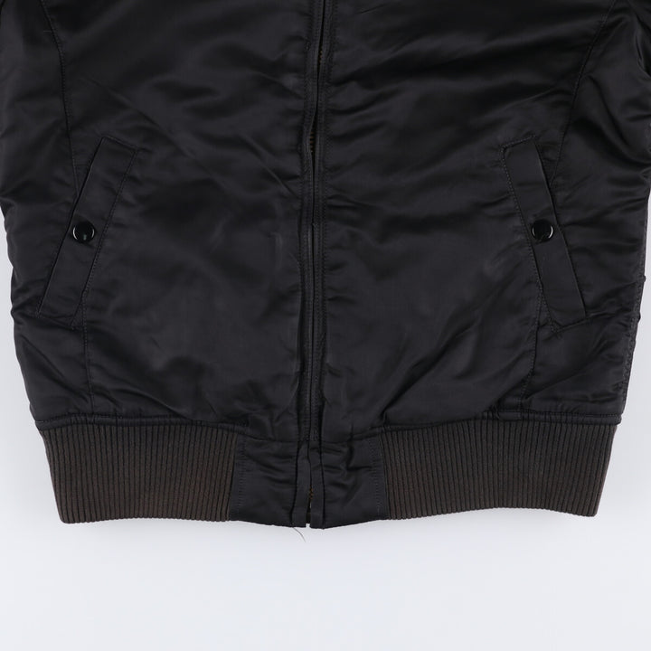 Civilian Alpha MA-1 style padded military flight jacket, men's size M Nylon black type Vintage Second Hand