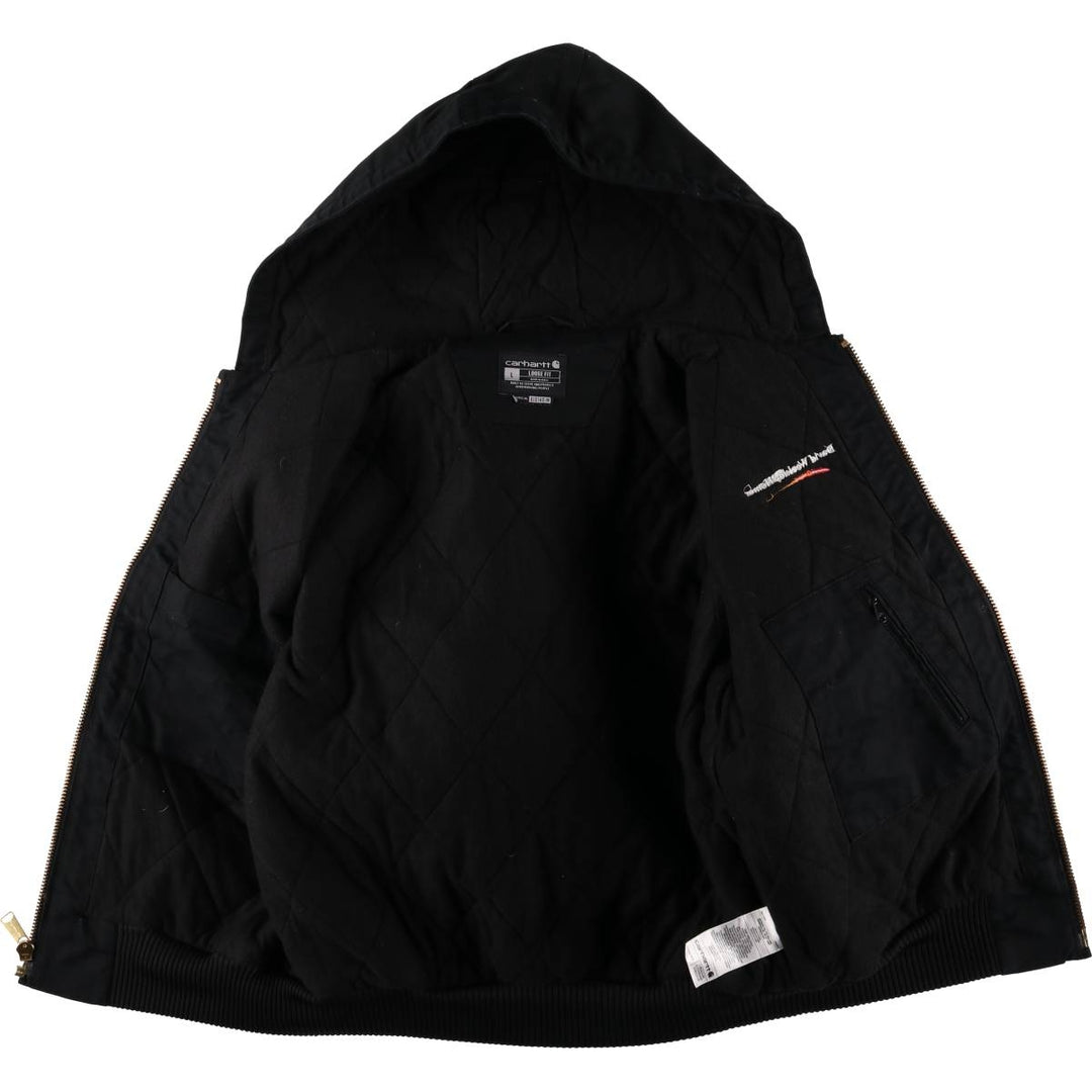 Carhartt Active Jacket, Loose Fit, Duck Full Zip Hoodie, Men's Size L cotton black type Vintage Second Hand