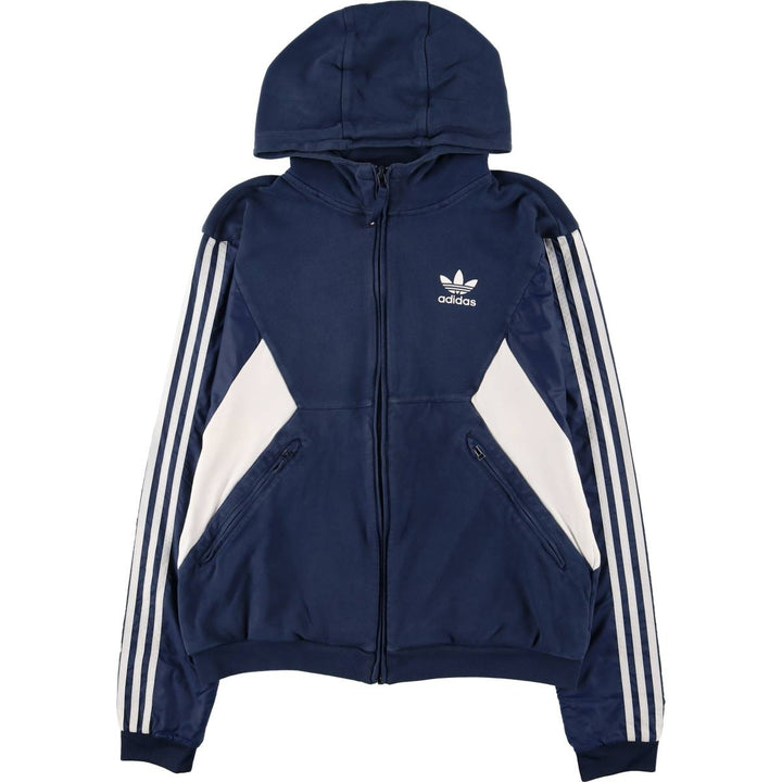 adidas Originals Jersey Hoodie Track Jacket, Women's Size Medium cotton navy blue type Vintage Second Hand