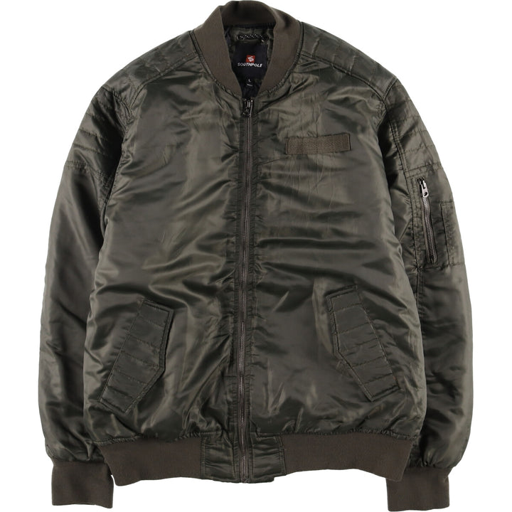 2000'S South Pole MA-1 style padded military flight jacket, men's size L polyester Khaki type Vintage Second Hand