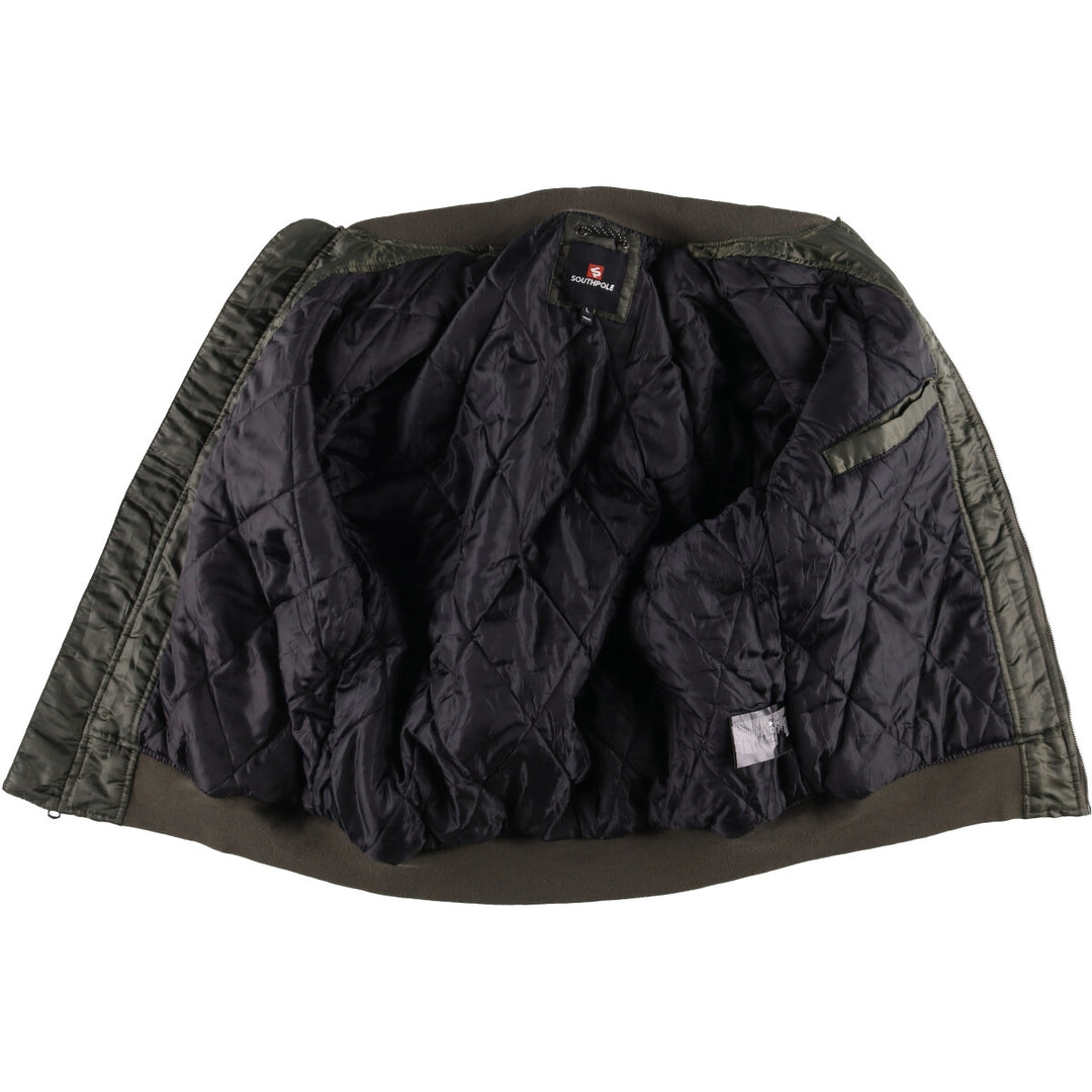 2000'S South Pole MA-1 style padded military flight jacket, men's size L polyester Khaki type Vintage Second Hand