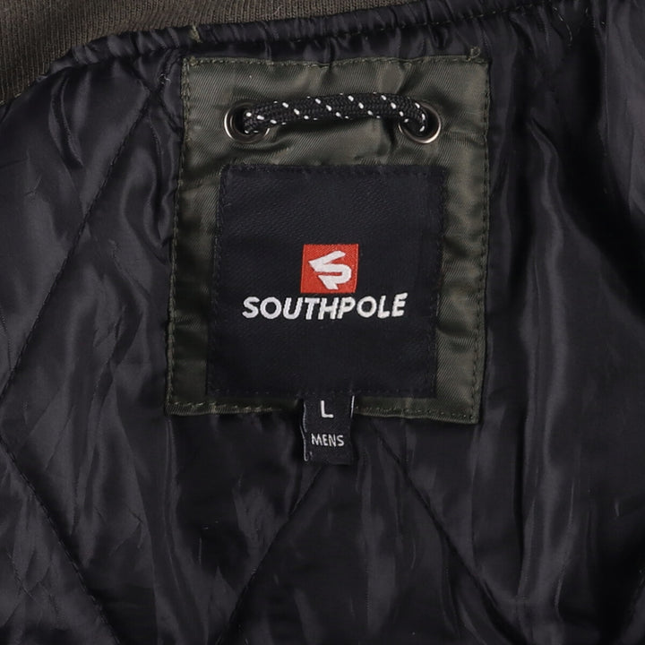 2000'S South Pole MA-1 style padded military flight jacket, men's size L polyester Khaki type Vintage Second Hand