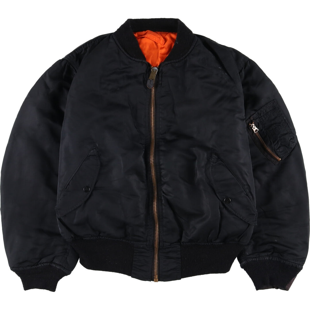 Alpha MA-1 style padded military flight jacket, made in the USA, size L (men's size L). Nylon black type Vintage Second Hand