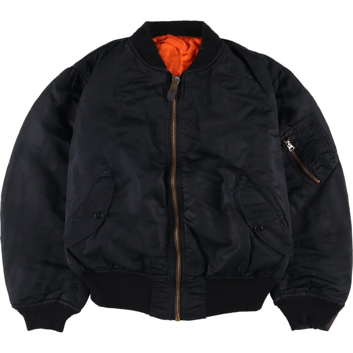 Alpha MA-1 style padded military flight jacket, made in the USA, size L (men's size L). Nylon black type Vintage Second Hand