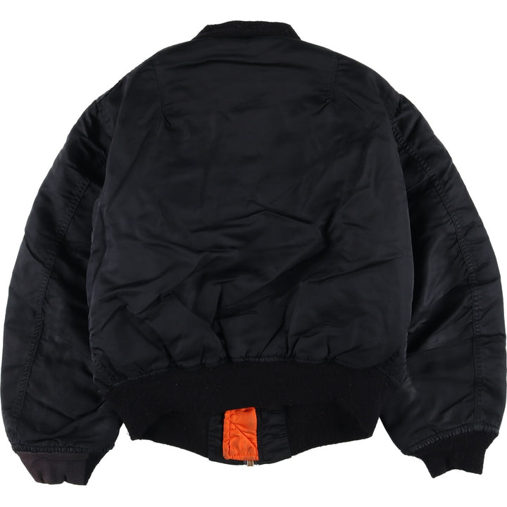 Alpha MA-1 style padded military flight jacket, made in the USA, size L (men's size L). Nylon black type Vintage Second Hand
