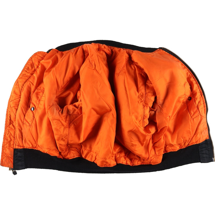 Alpha MA-1 style padded military flight jacket, made in the USA, size L (men's size L). Nylon black type Vintage Second Hand