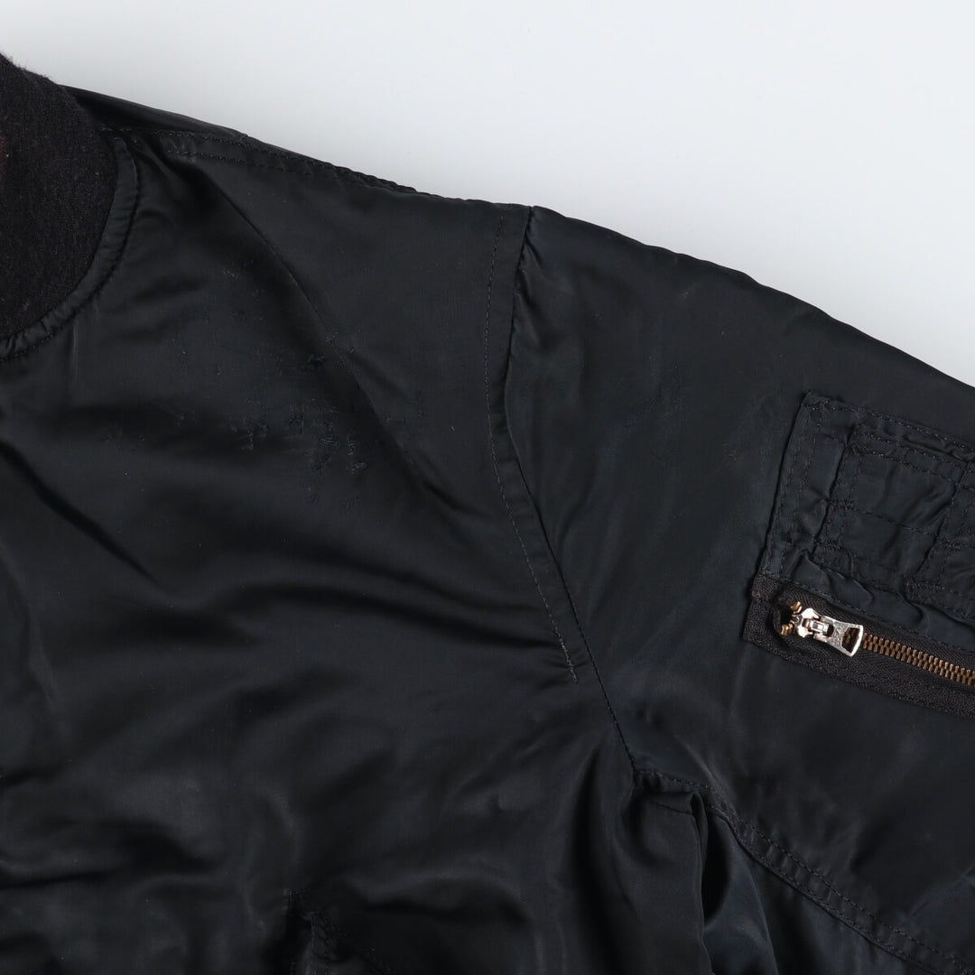 Alpha MA-1 style padded military flight jacket, made in the USA, size L (men's size L). Nylon black type Vintage Second Hand