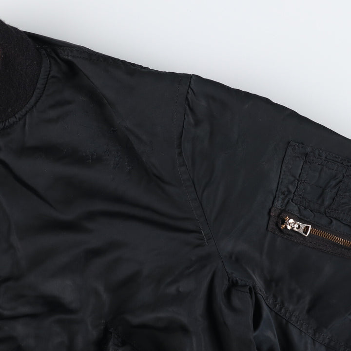 Alpha MA-1 style padded military flight jacket, made in the USA, size L (men's size L). Nylon black type Vintage Second Hand