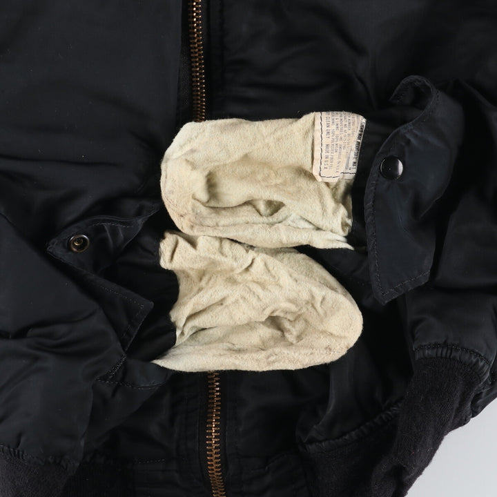 Alpha MA-1 style padded military flight jacket, made in the USA, size L (men's size L). Nylon black type Vintage Second Hand