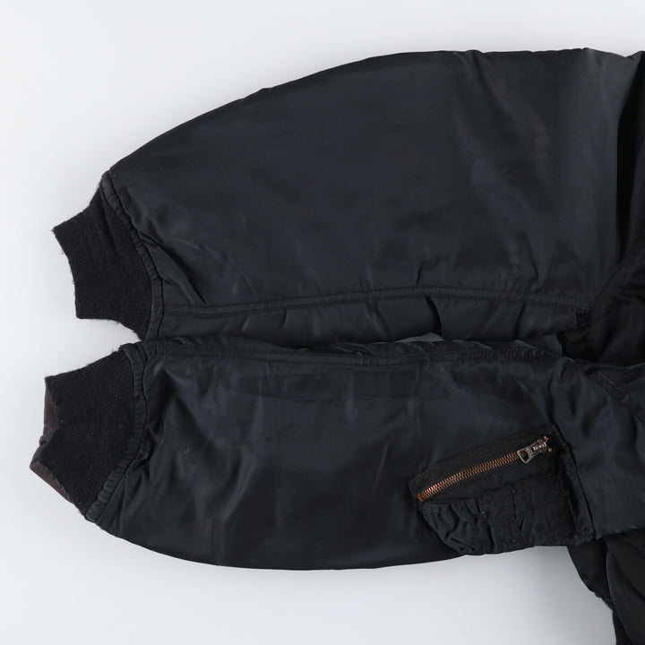 Alpha MA-1 style padded military flight jacket, made in the USA, size L (men's size L). Nylon black type Vintage Second Hand