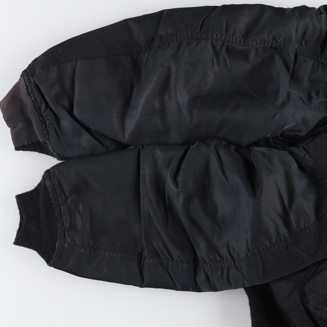 Alpha MA-1 style padded military flight jacket, made in the USA, size L (men's size L). Nylon black type Vintage Second Hand