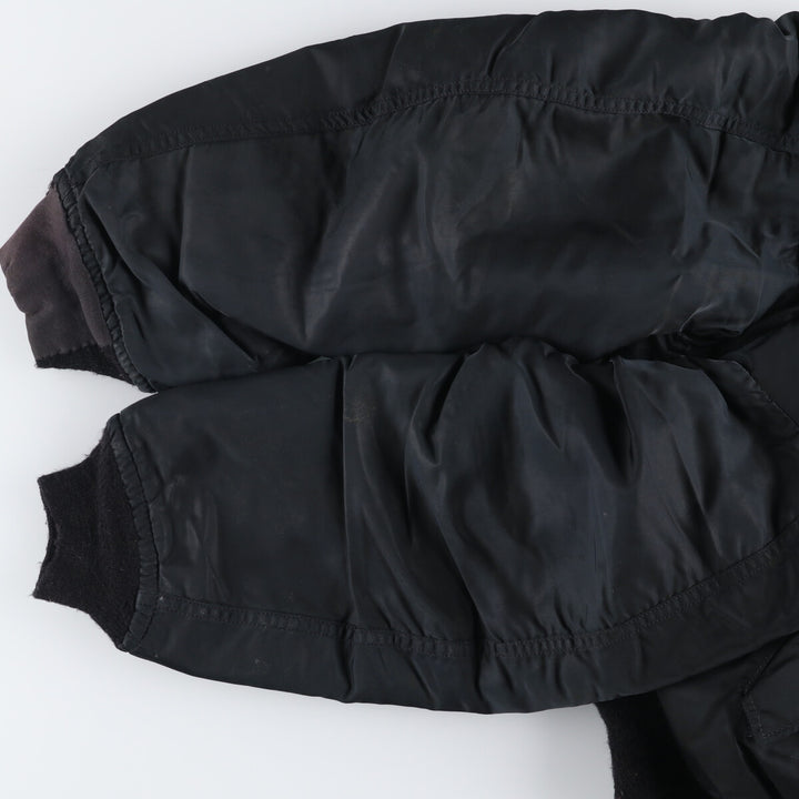 Alpha MA-1 style padded military flight jacket, made in the USA, size L (men's size L). Nylon black type Vintage Second Hand