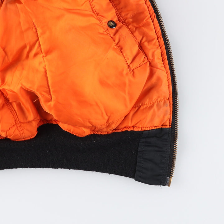 Alpha MA-1 style padded military flight jacket, made in the USA, size L (men's size L). Nylon black type Vintage Second Hand