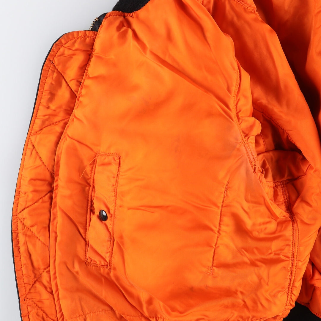 Alpha MA-1 style padded military flight jacket, made in the USA, size L (men's size L). Nylon black type Vintage Second Hand