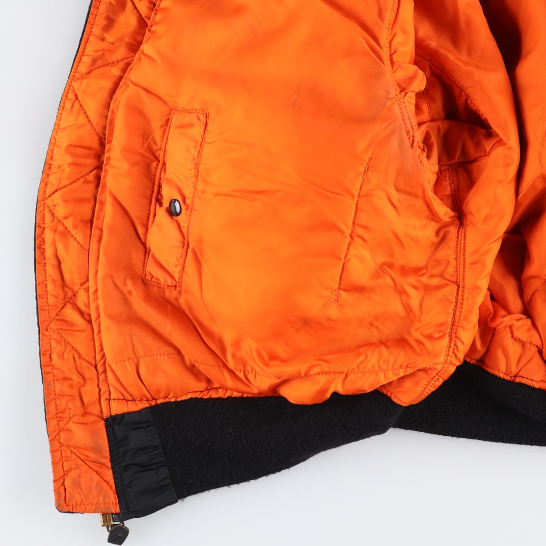 Alpha MA-1 style padded military flight jacket, made in the USA, size L (men's size L). Nylon black type Vintage Second Hand