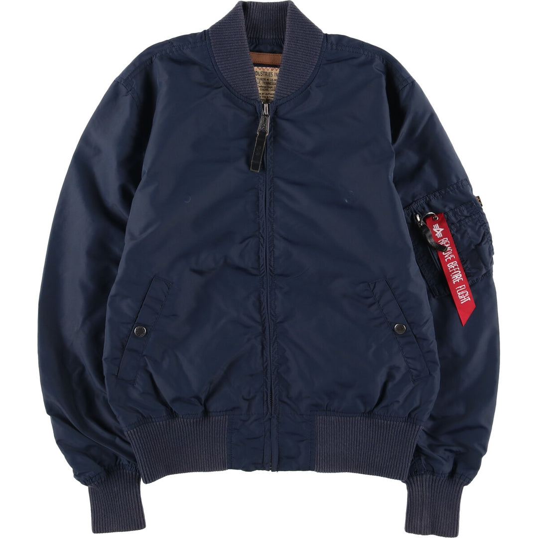 Civilian Alpha MA-1 Type Military Flight Jacket Men's M Size Nylon navy blue type Vintage Second Hand