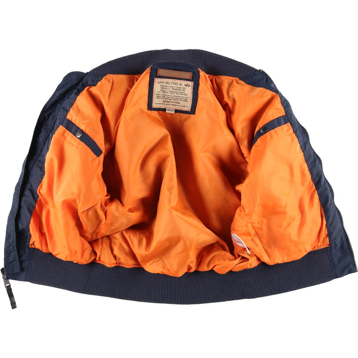 Civilian Alpha MA-1 Type Military Flight Jacket Men's M Size Nylon navy blue type Vintage Second Hand