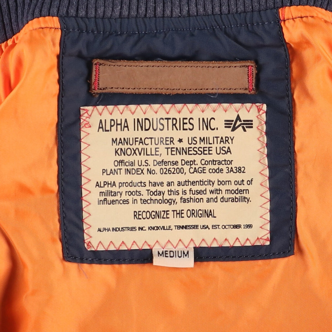 Civilian Alpha MA-1 Type Military Flight Jacket Men's M Size Nylon navy blue type Vintage Second Hand