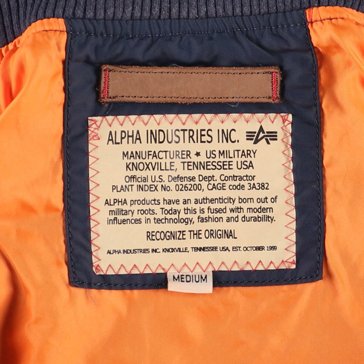 Civilian Alpha MA-1 Type Military Flight Jacket Men's M Size Nylon navy blue type Vintage Second Hand