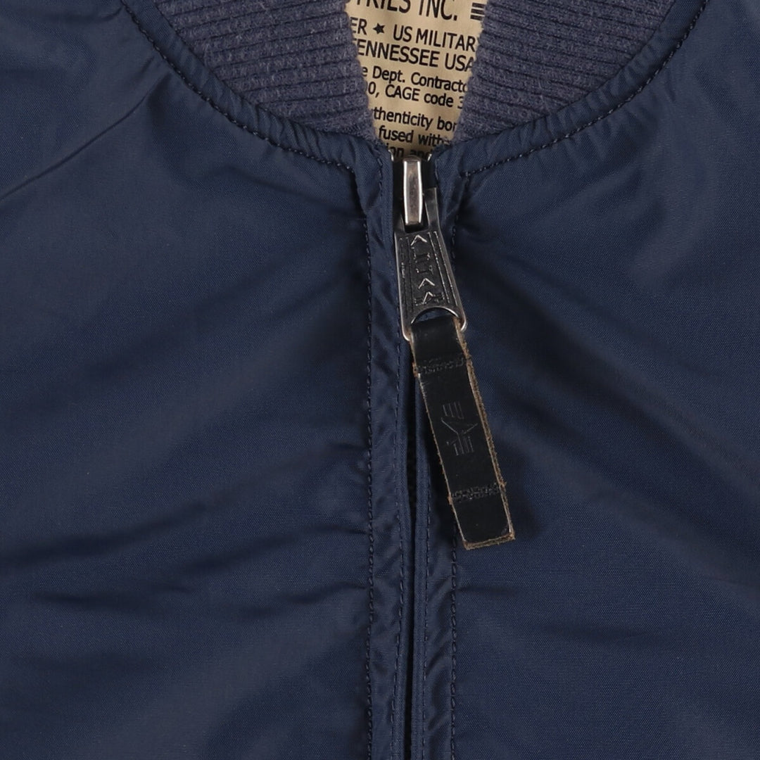 Civilian Alpha MA-1 Type Military Flight Jacket Men's M Size Nylon navy blue type Vintage Second Hand