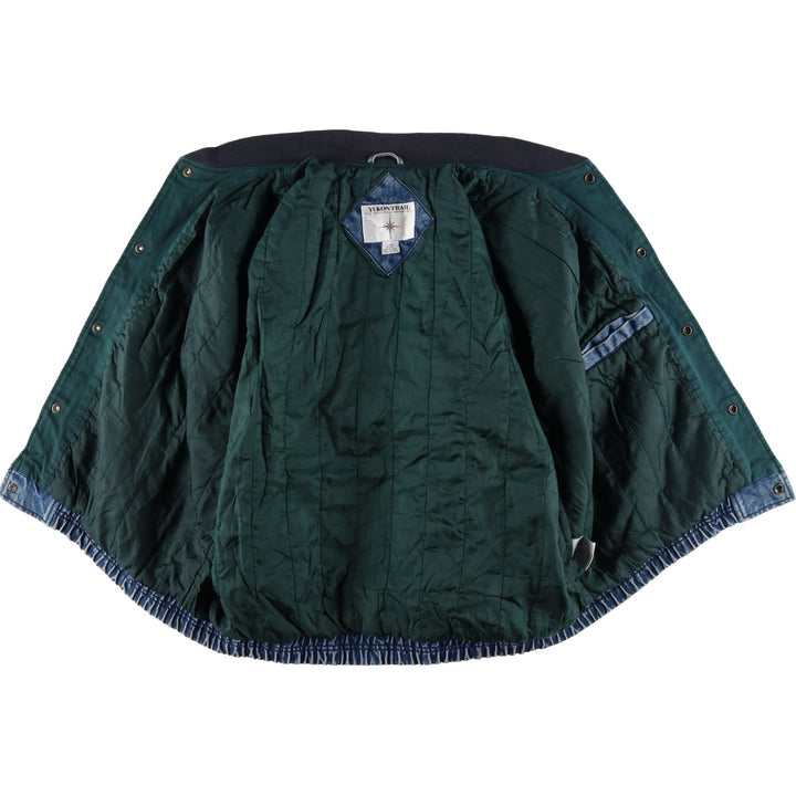 90'S YUKON TRAIL padded denim varsity jacket, men's size L, vintage cotton blue type Vintage Second Hand