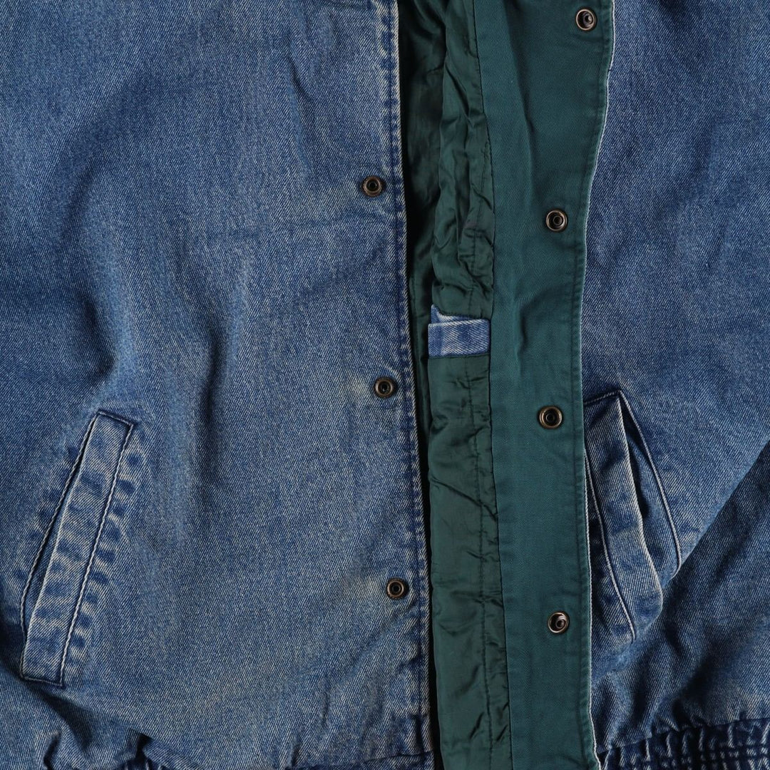 90'S YUKON TRAIL padded denim varsity jacket, men's size L, vintage cotton blue type Vintage Second Hand