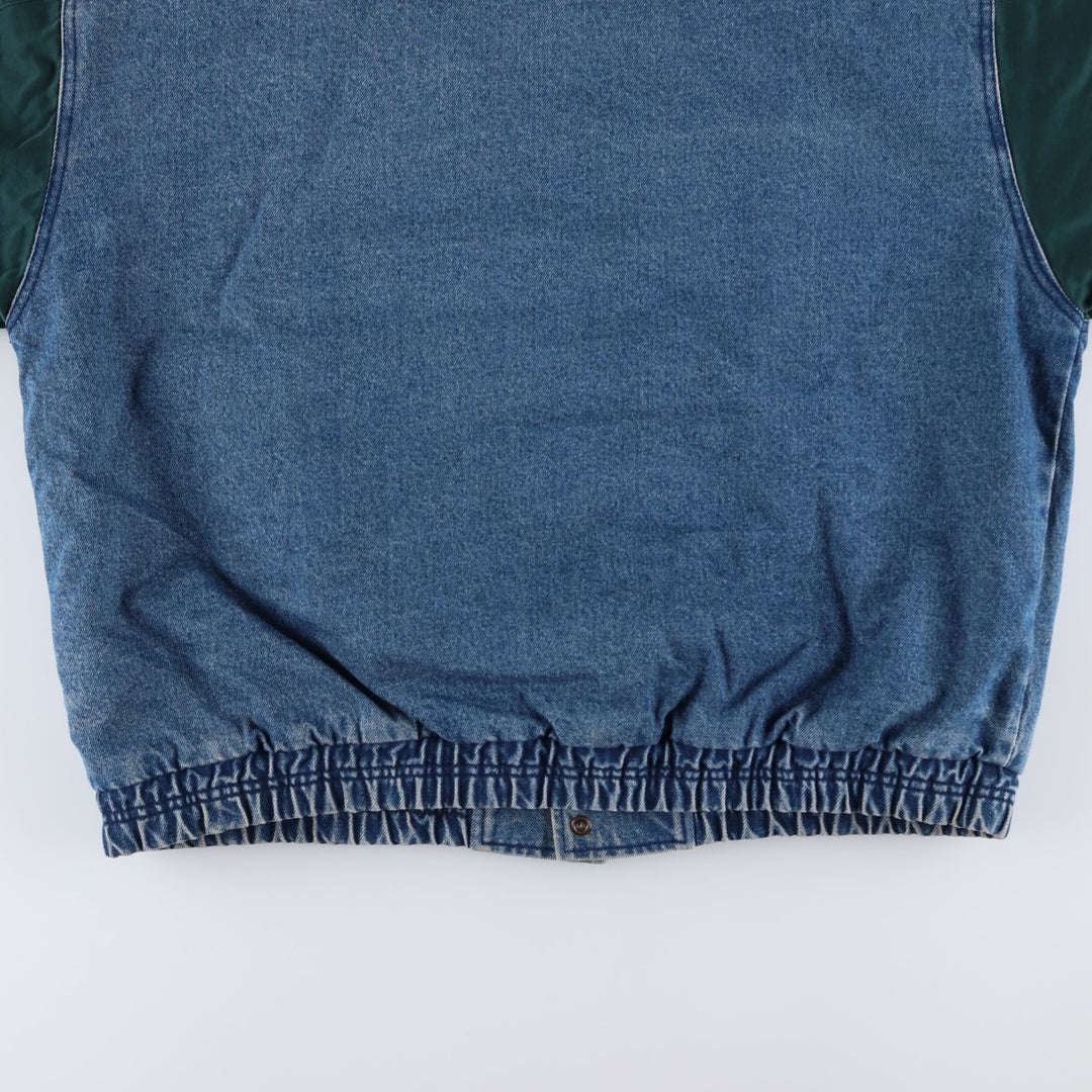 90'S YUKON TRAIL padded denim varsity jacket, men's size L, vintage cotton blue type Vintage Second Hand