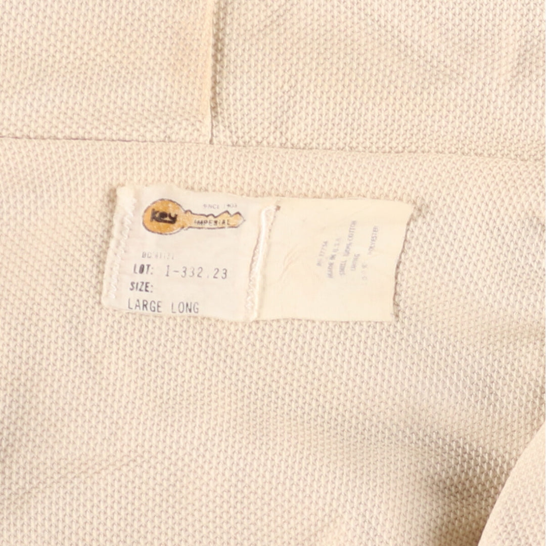 Vintage 1980'S Key Imperial Active Jacket, Duck Full-Zip Hoodie, Made in USA, Men's Size L cotton Beige type Vintage Second Hand