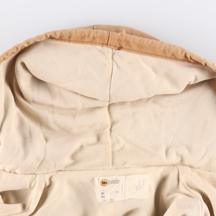 Vintage 1980'S Key Imperial Active Jacket, Duck Full-Zip Hoodie, Made in USA, Men's Size L cotton Beige type Vintage Second Hand