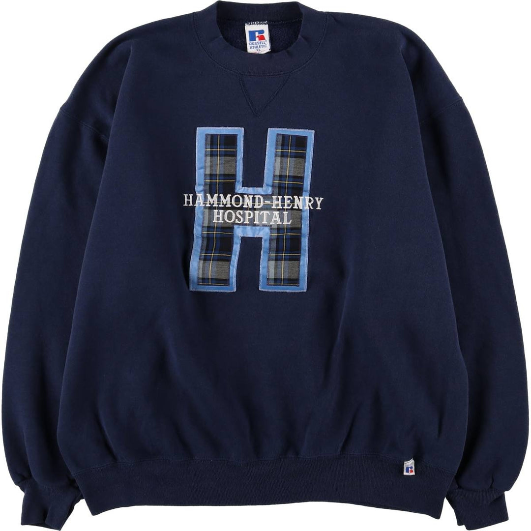 90'S Russell sweatshirt, made in USA, men's XL size, vintage cotton navy blue type Vintage Second Hand