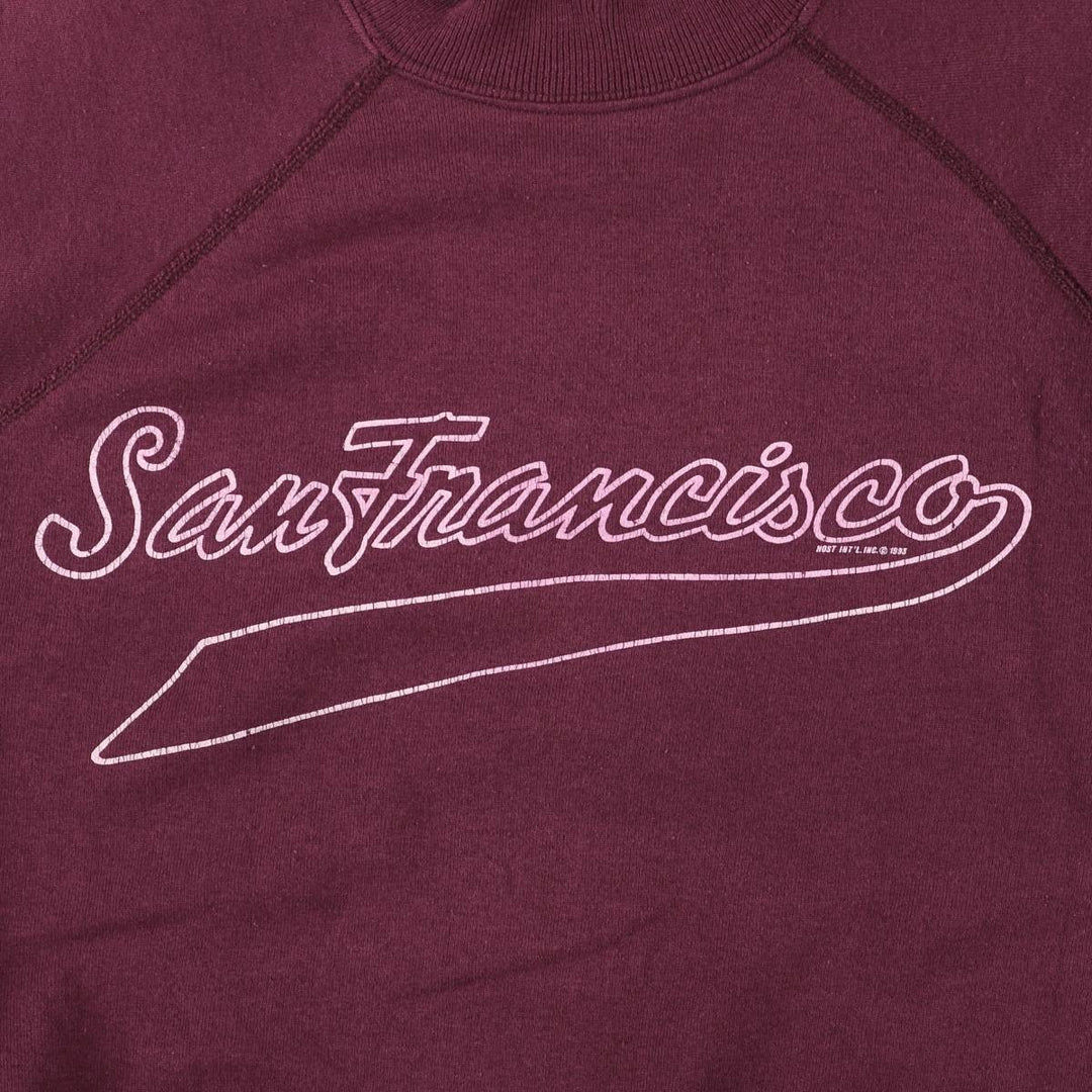 Vintage 90'S Hanes college sweatshirt, made in the USA, size M, men's cotton bordeaux Vintage Second Hand