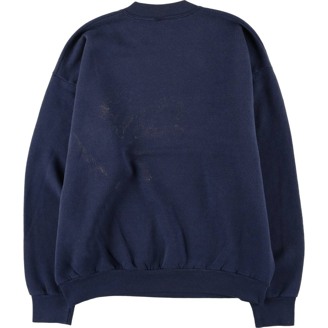 90'S Fruit of the Loom printed sweatshirt, made in the USA, men's XL size, vintage cotton navy blue type Vintage Second Hand