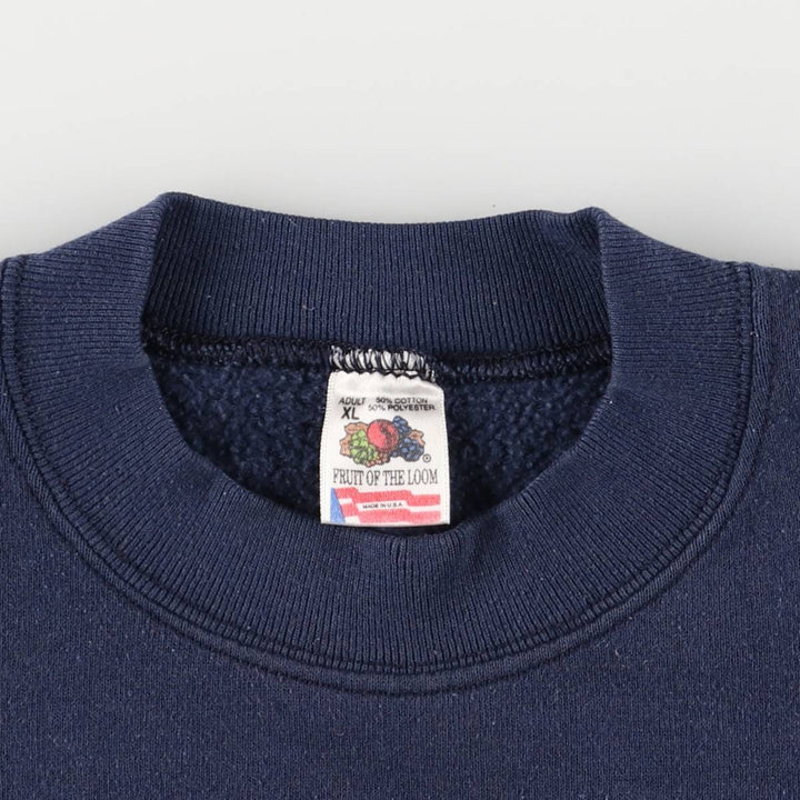 90'S Fruit of the Loom printed sweatshirt, made in the USA, men's XL size, vintage cotton navy blue type Vintage Second Hand