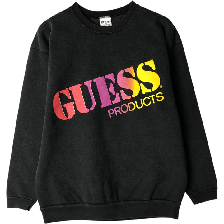 Vintage 90'S Guess by Georges Marciano logo sweatshirt, made in the USA, size M, men's unclear black type Vintage Second Hand
