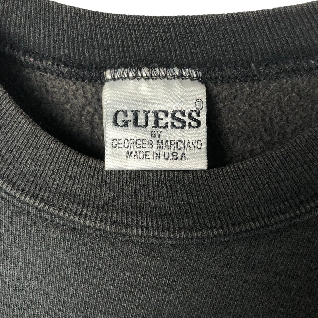 Vintage 90'S Guess by Georges Marciano logo sweatshirt, made in the USA, size M, men's unclear black type Vintage Second Hand