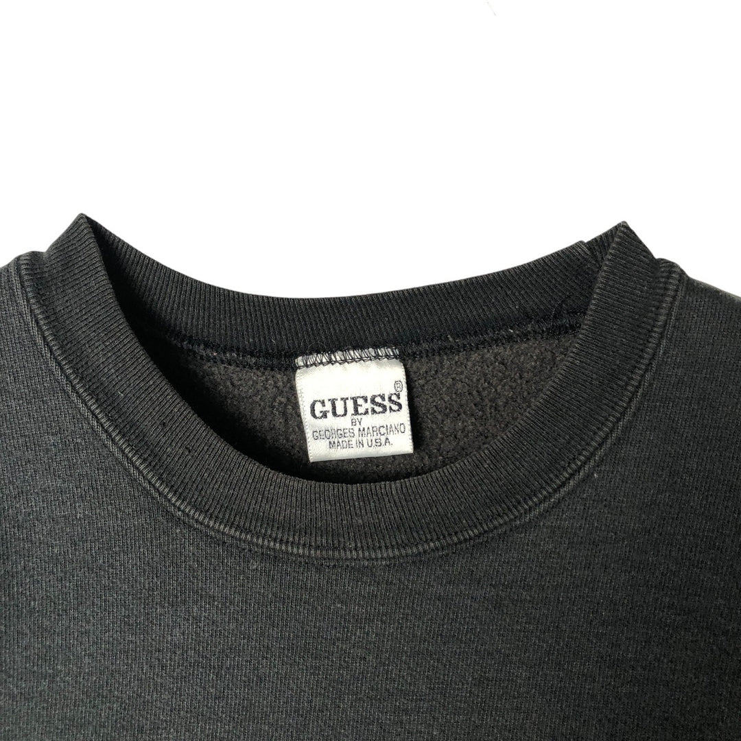 Vintage 90'S Guess by Georges Marciano logo sweatshirt, made in the USA, size M, men's unclear black type Vintage Second Hand