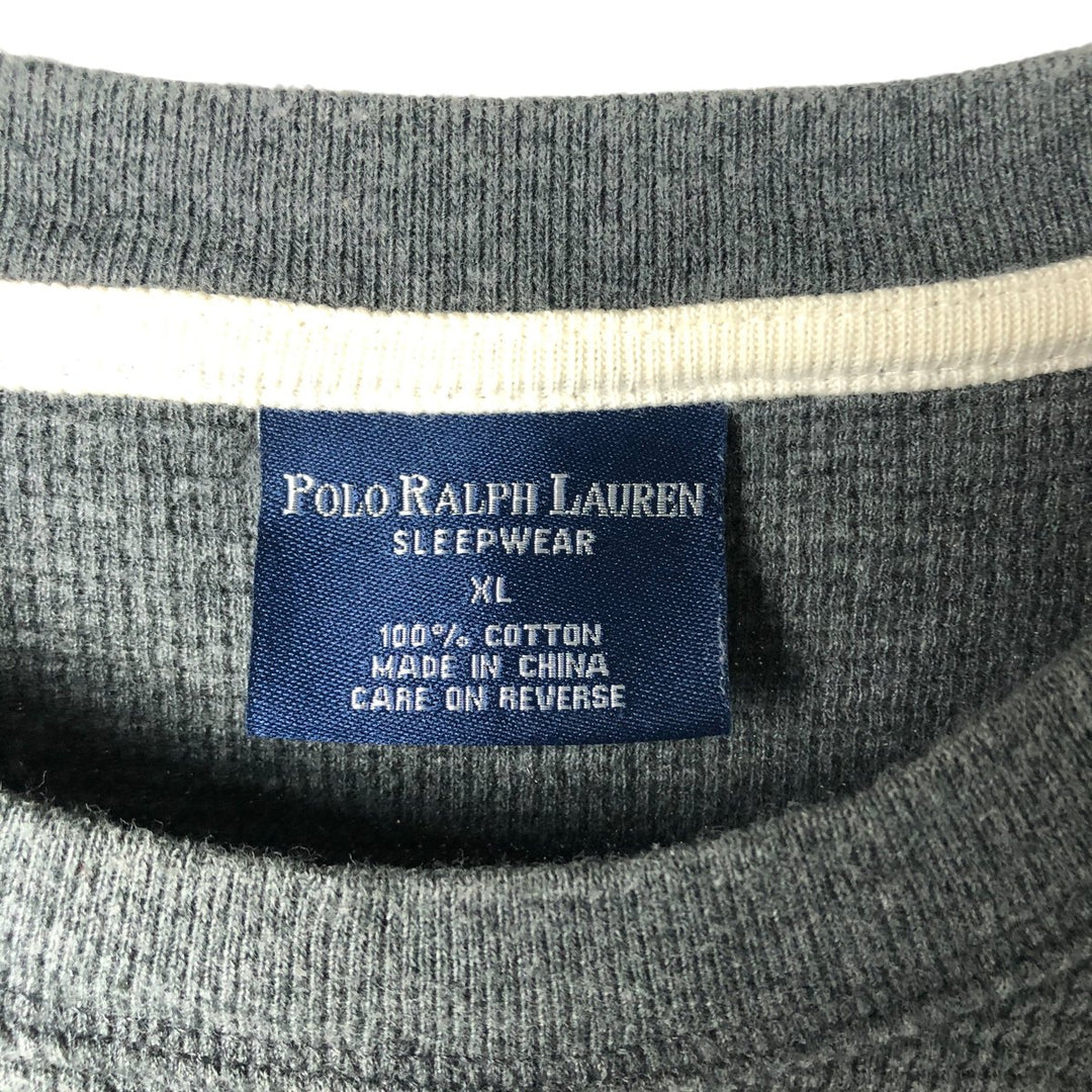Ralph Lauren POLO RALPH LAUREN SLEEPWEAR Thermal Long T-shirt Waffle Men's XL cotton gray type Vintage Second Hand