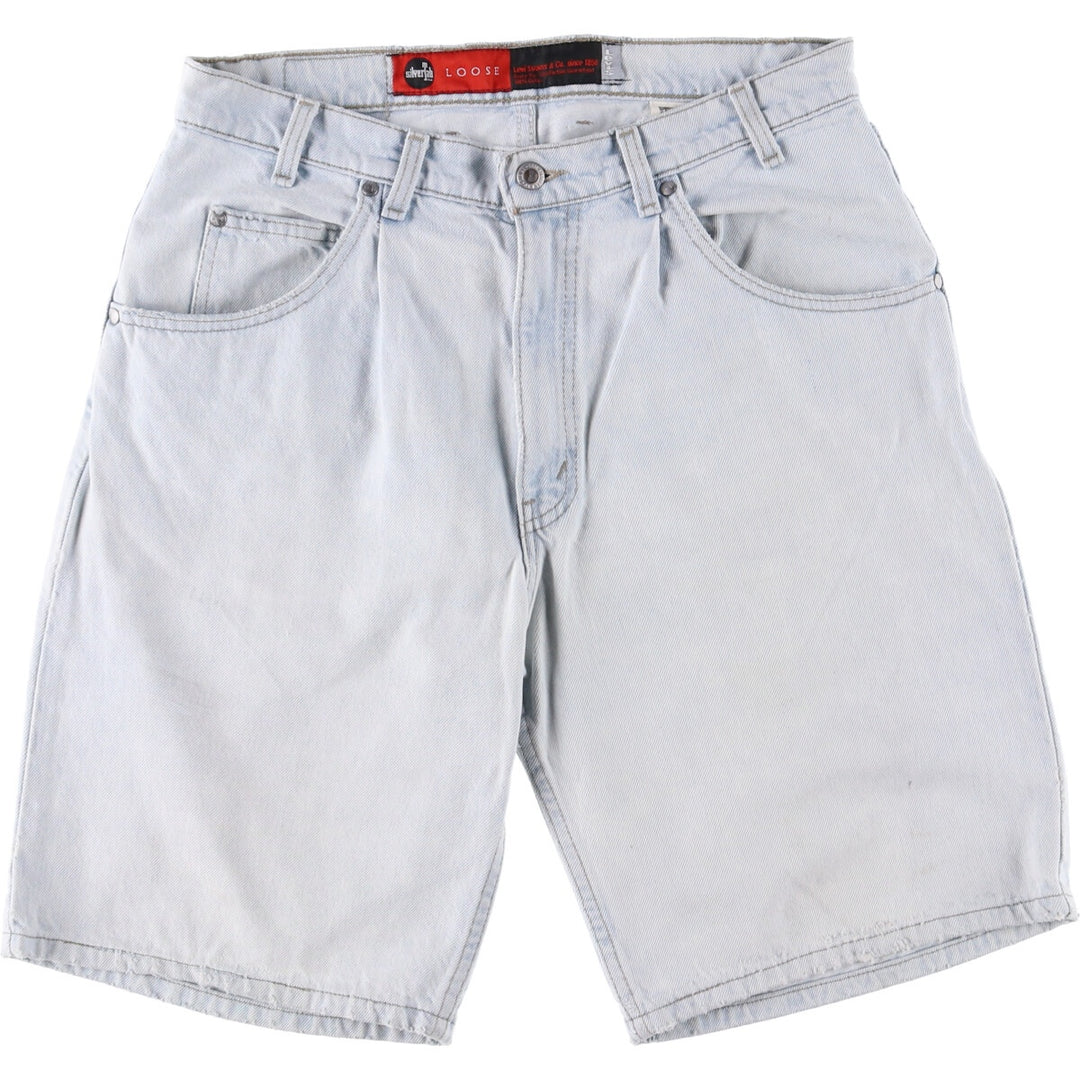 90'S Vintage Levi's Silver Tab Loose Denim Shorts, Made in USA, Men's Size 34 cotton Blue type light blue Vintage Second Hand