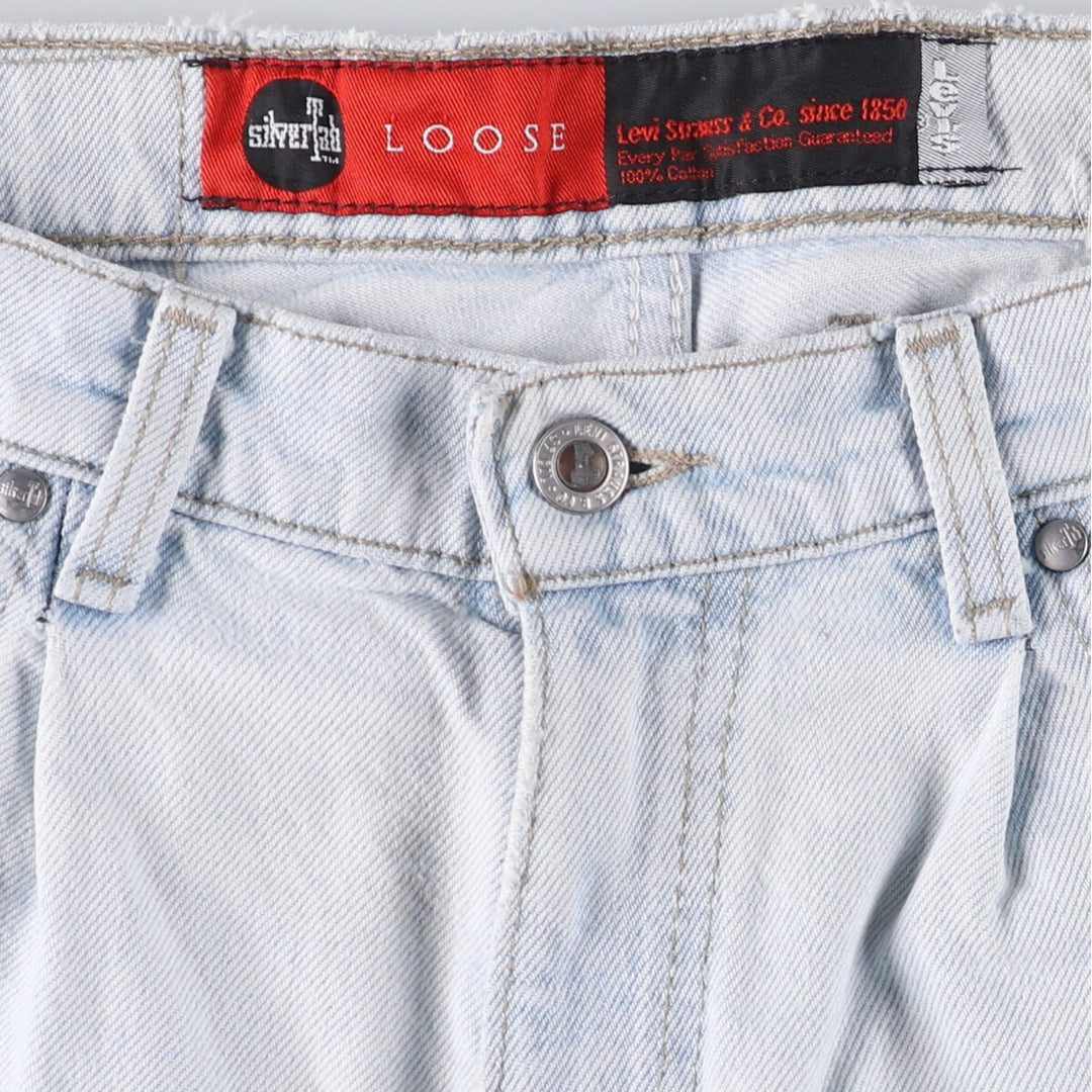 90'S Vintage Levi's Silver Tab Loose Denim Shorts, Made in USA, Men's Size 34 cotton Blue type light blue Vintage Second Hand