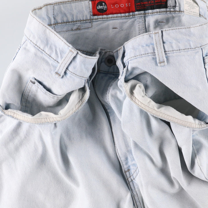 90'S Vintage Levi's Silver Tab Loose Denim Shorts, Made in USA, Men's Size 34 cotton Blue type light blue Vintage Second Hand