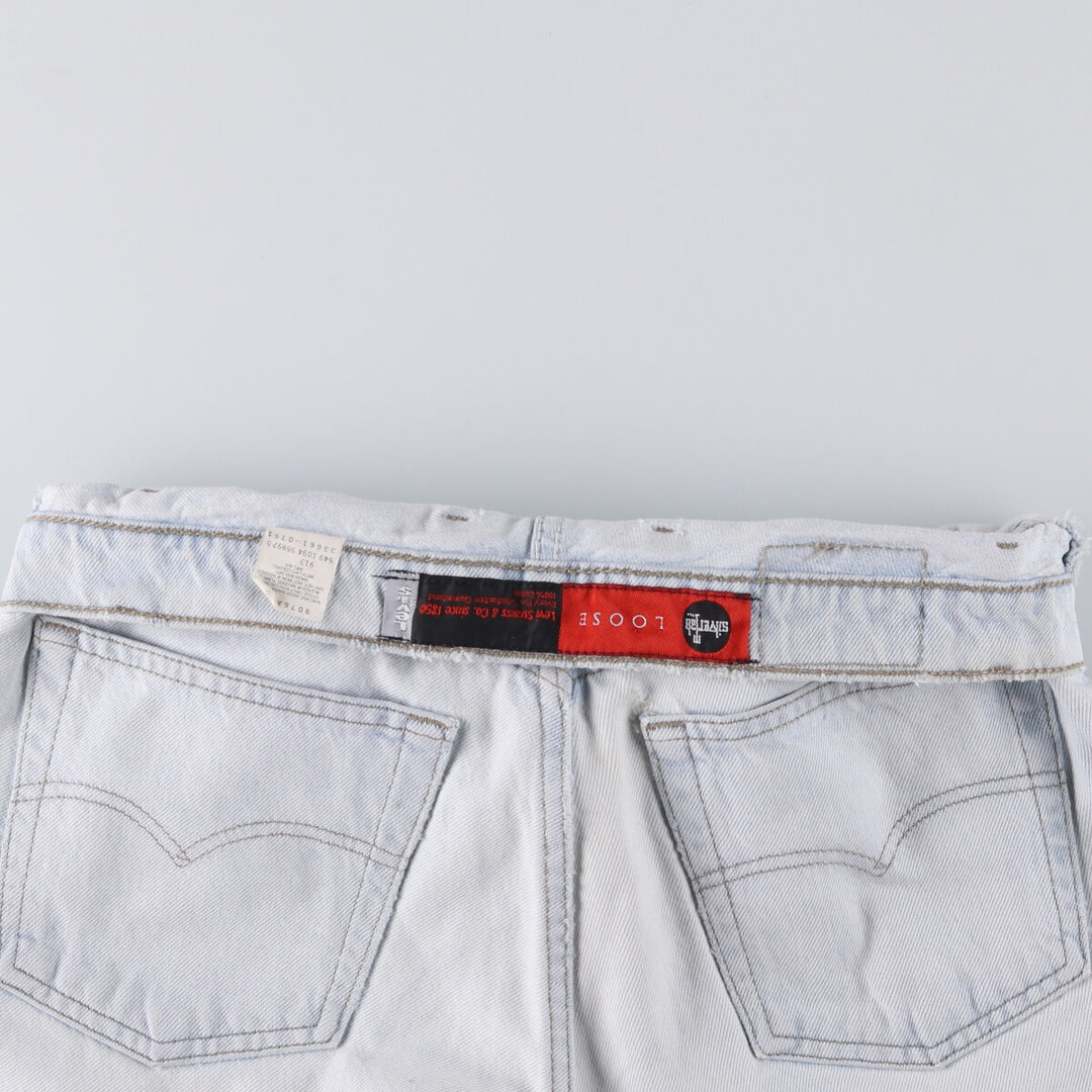 90'S Vintage Levi's Silver Tab Loose Denim Shorts, Made in USA, Men's Size 34 cotton Blue type light blue Vintage Second Hand