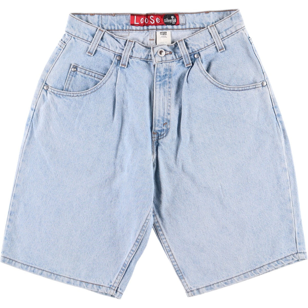 90'S Levi's Silver Tab Loose Fit Denim Shorts, Made in USA, Men's Size W31, Vintage cotton Blue type light blue Vintage Second Hand