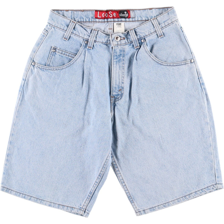 90'S Levi's Silver Tab Loose Fit Denim Shorts, Made in USA, Men's Size W31, Vintage cotton Blue type light blue Vintage Second Hand