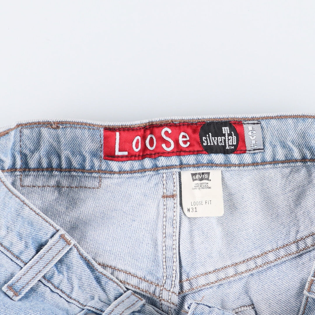90'S Levi's Silver Tab Loose Fit Denim Shorts, Made in USA, Men's Size W31, Vintage cotton Blue type light blue Vintage Second Hand