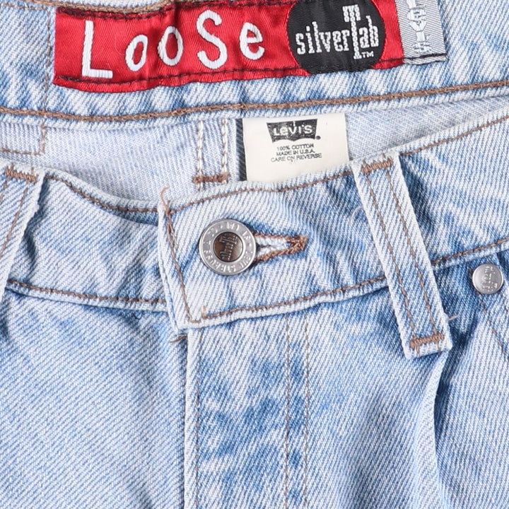 90'S Levi's Silver Tab Loose Fit Denim Shorts, Made in USA, Men's Size W31, Vintage cotton Blue type light blue Vintage Second Hand