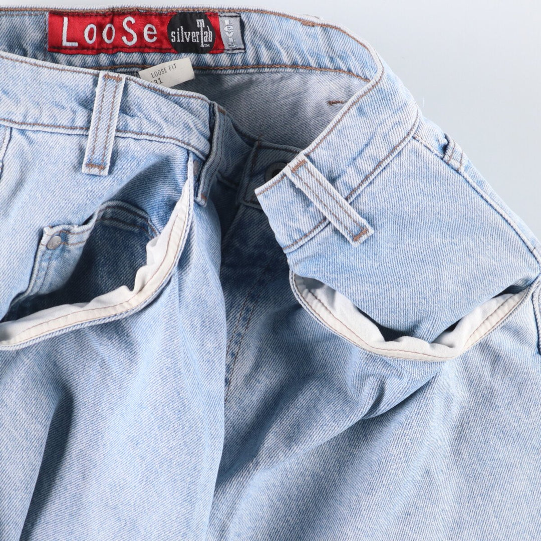 90'S Levi's Silver Tab Loose Fit Denim Shorts, Made in USA, Men's Size W31, Vintage cotton Blue type light blue Vintage Second Hand