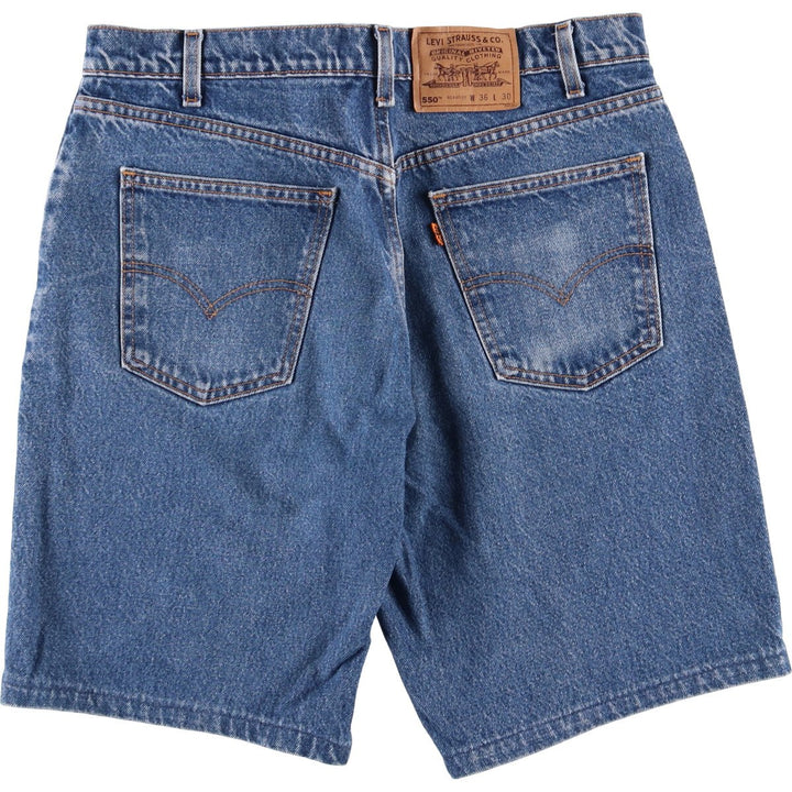 90'S Levi's 550 Relaxed Fit Orange Tab Denim Shorts Made in USA Men's W36 Vintage cotton blue type Vintage Second Hand