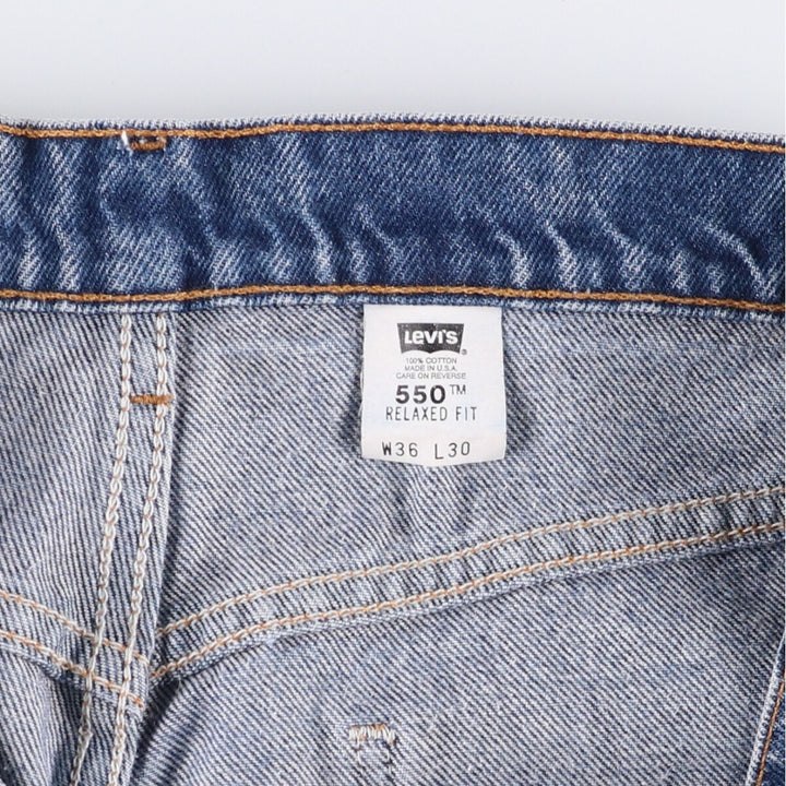 90'S Levi's 550 Relaxed Fit Orange Tab Denim Shorts Made in USA Men's W36 Vintage cotton blue type Vintage Second Hand